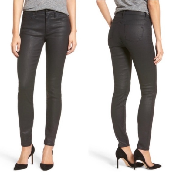 Madewell Denim - Madewell black waxed skinny skinny jeans, 26